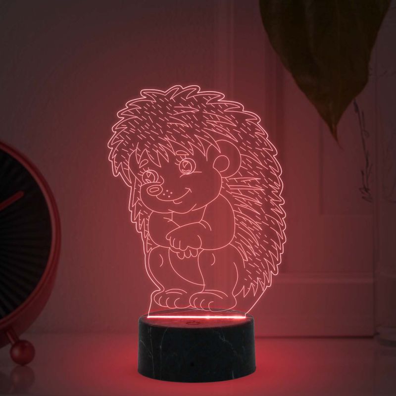 3D Illusion Baby Echidna Porcupines Night Lamp with Automatic Color Changing Light Birthday Gifts for Kids